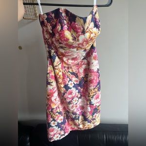 Strapless Floral Mini Dress